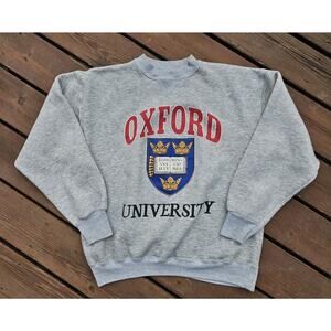 Vintage Champion Sweatshirt Mens L Gray Oxford University Reverse Weave 80s USA